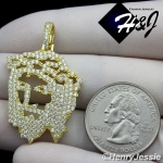 MEN 925 STERLING SILVER LAB DIAMOND ICED BLING GOLD JESUS FACE PENDANT*GP163