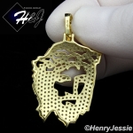 MEN 925 STERLING SILVER LAB DIAMOND ICED BLING GOLD JESUS FACE PENDANT*GP163