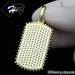 MEN 925 STERLING SILVER LAB DIAMOND ICED BLING DOG TAG HIP HOP GOLD PENDANT*G164