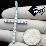 MEN 925 STERLING SILVER LAB DIAMOND ICED BLING CROSS CHARM PENDANT*SP170
