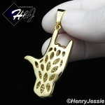 MEN 925 STERLING SILVER LAB DIAMOND ICED GOLD ROCK N' ROLL HAND PENDANT*GP171