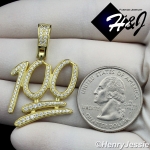 MEN 925 STERLING SILVER LAB DIAMOND ICED BLING 100 EMOJI LOGO GOLD PENDANT*GP176