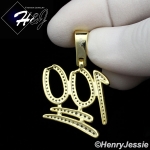 MEN 925 STERLING SILVER LAB DIAMOND ICED BLING 100 EMOJI LOGO GOLD PENDANT*GP176