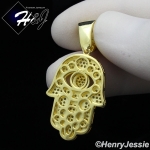 MEN 925 STERLING SILVER LAB DIAMOND ICED GOLD EVIL EYE HAMSA HAND PENDANT*GP178