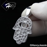 MEN WOMEN 925 STERLING SILVER LAB DIAMOND ICED EVIL EYE HAMSA HAND PENDANT*SP178