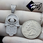 MEN WOMEN 925 STERLING SILVER LAB DIAMOND ICED EVIL EYE HAMSA HAND PENDANT*SP178