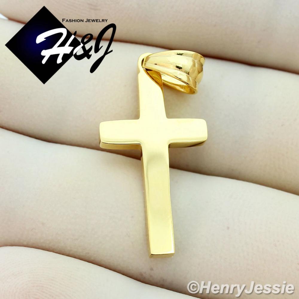 MEN WOMEN Stainless Steel 1"x0.55" Gold Small Simple Plain Cross Pendant*GP67