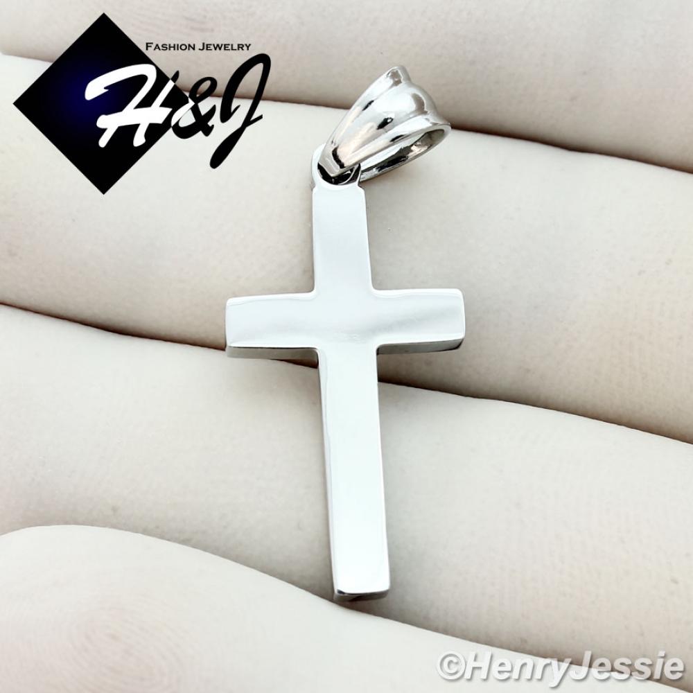 MEN WOMEN Stainless Steel 1"x0.55" Slver Small Simple Plain Cross Pendant*SP67