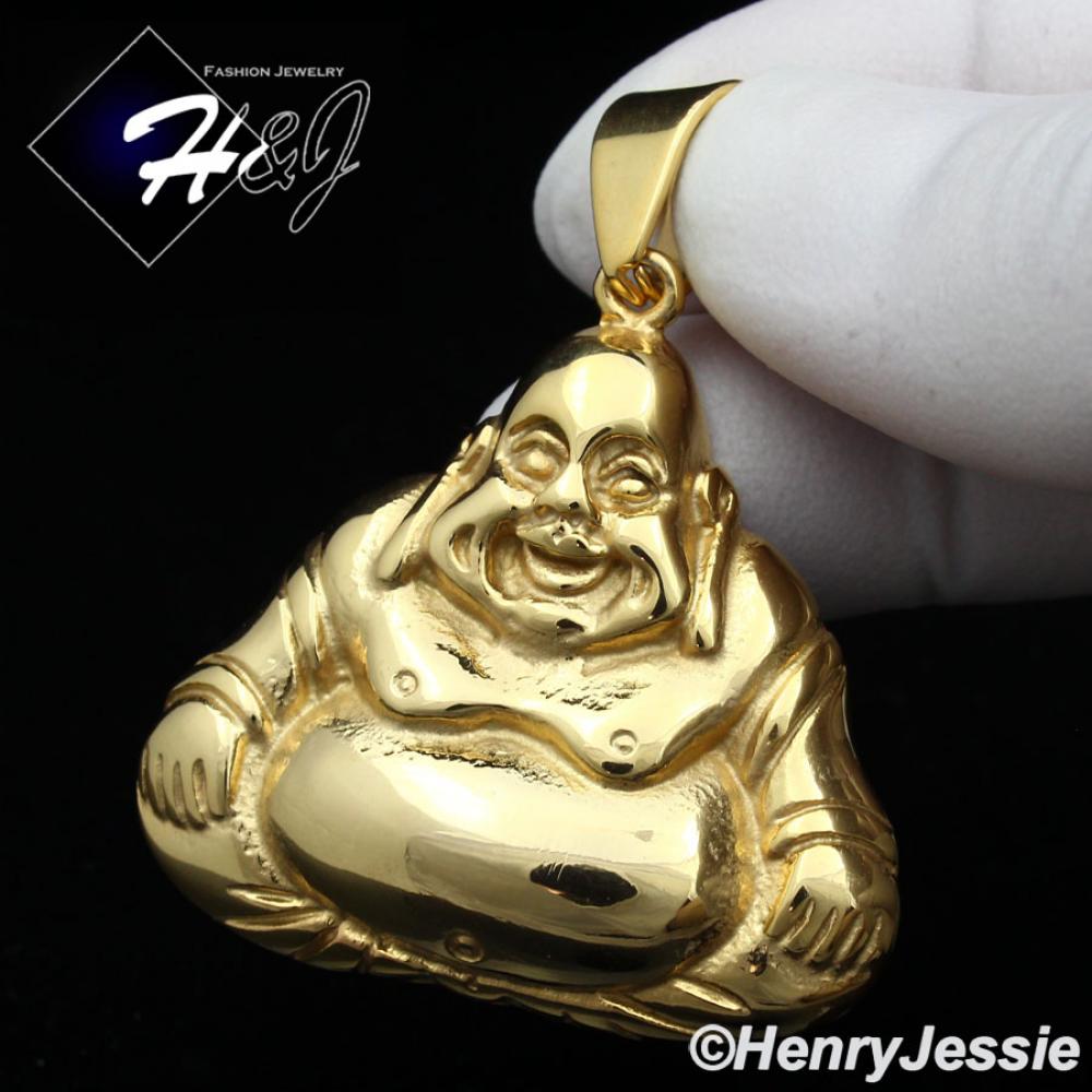 MEN's Stainless Steel Gold Tone 3D Buddha Charm Pendant*GP96