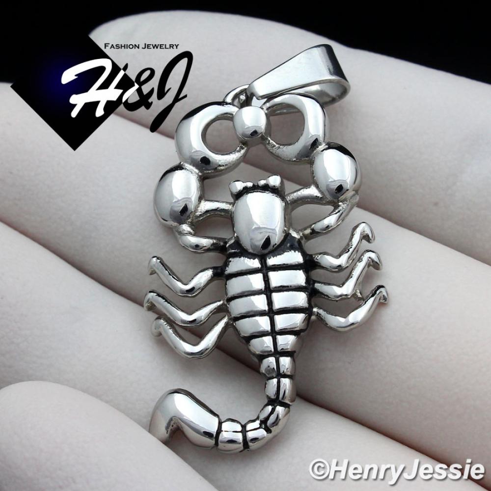 MEN's Stainless Steel Silver Black 3D Scorpion Charm Pendant*P97