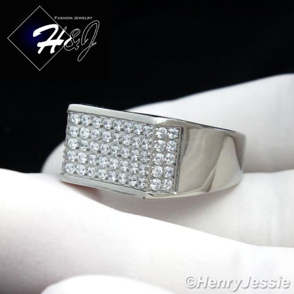 MEN's Stainless Steel Silver 1.8 Carat CZ Iced Out Bling Ring Size 8-13*R82