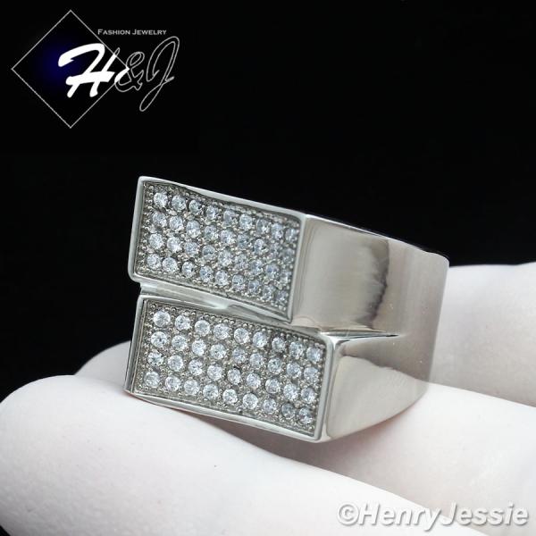 MEN's Stainless Steel 2.16 Carat CZ Iced Out Bling Silver Ring Size 8-12*R95