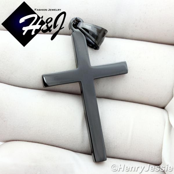 MEN WOMEN Stainless Steel Black Plain Simple Cross Charm Pendant*BP29