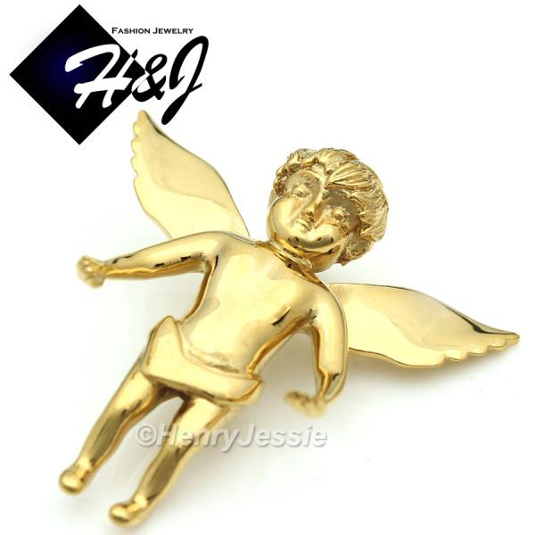 MEN WOMEN Stainless Steel Gold Little ANGEL 3D Charm Pendant*GP48