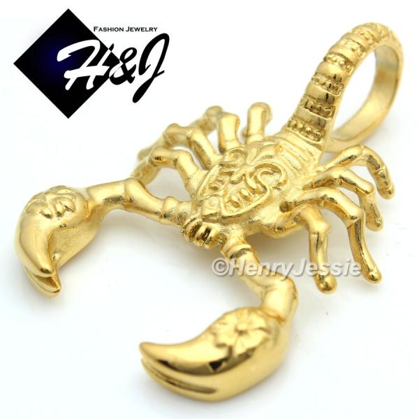MEN's Stainless Steel Gold Scorpion King Tail 3D Charm Pendant*GP57