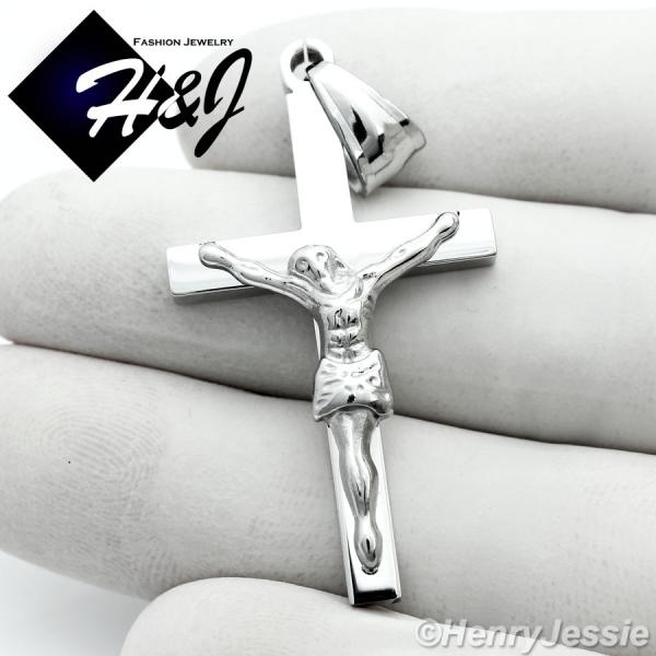 MEN's Stainless Steel Silver JESUS Christ Cross Crucifix Charm Pendant*P62