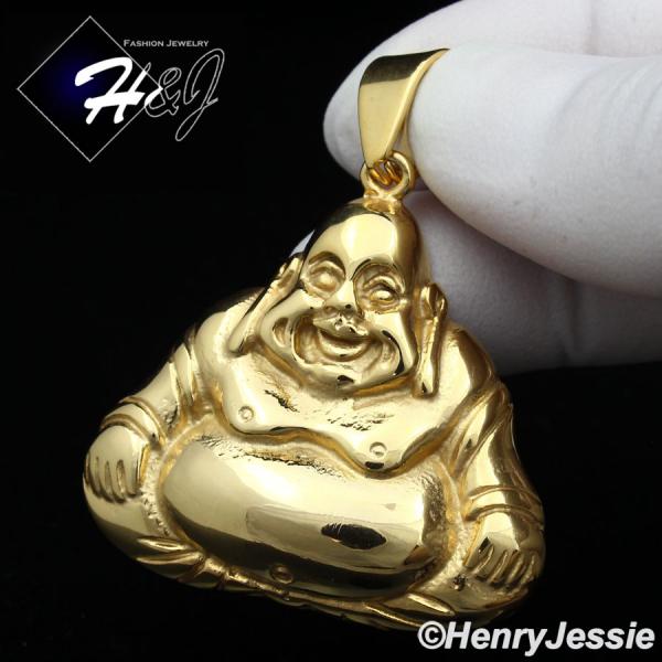 MEN's Stainless Steel Gold Tone 3D Buddha Charm Pendant*GP96