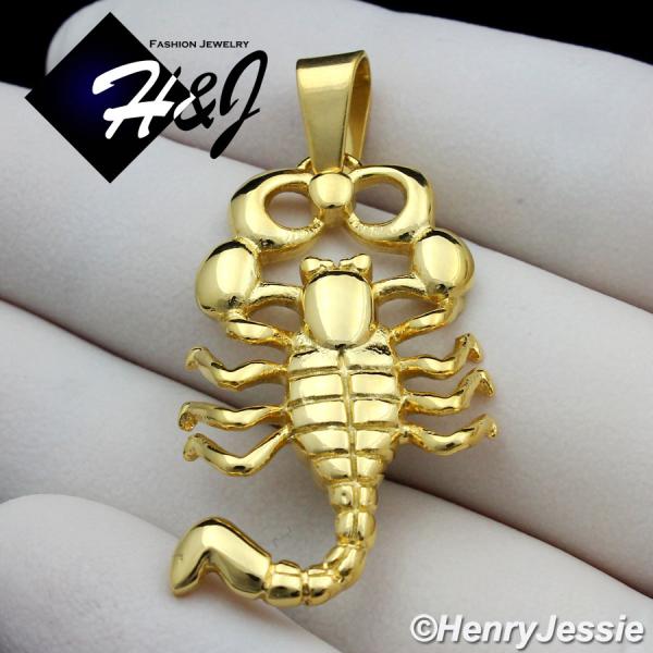 MEN's Stainless Steel Gold Tone 3D Scorpion Charm Pendant*GP97