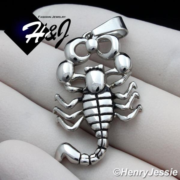 MEN's Stainless Steel Silver Black 3D Scorpion Charm Pendant*P97