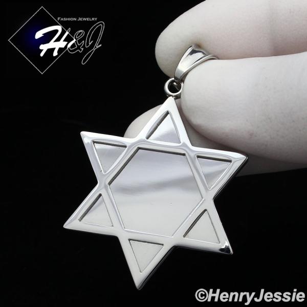 MEN's Stainless Steel Silver Star of David Charm Pendant*P100