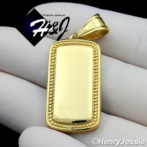 MEN's Stainless Steel Gold Simple Plain Dog Tag Charm Pendant*GP102