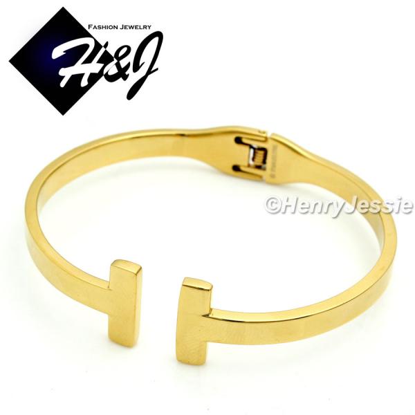 WOMEN Stainless Steel Gold Cuff Adjustable Bangle/Handcuff Bracelet*GB68