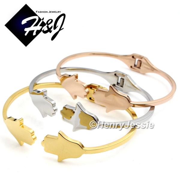 WOMEN Stainless Steel Silver/Gold/Rose Gold Hamsa Hand Handcuff/Bracelet*B81