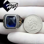 MEN's Stainless Steel Silver/Black/Gold Sapphire Vintage Ring Size 8-13*R89