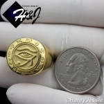 MEN WOMEN Stainless Steel Gold Egyptian Eye of Horus Round Ring Size 8-12*GR102