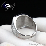MEN's Stainless Steel Silver CZ MASONIC Square Ring Size 8-13*R107