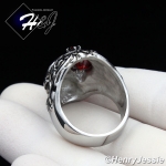 BIKER MEN Stainless Steel Red Eye/Silver Black Skull Face Ring Size 7-12*R108