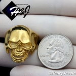 BIKER MEN's Stainless Steel Gold Skull Face Head Ring Size 7-12*GR109