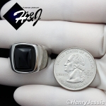 MEN's Stainless Steel Black Onyx Silver Ring Size 8-13*TR110