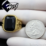MEN's Stainless Steel Gold/Black Rectangle Onyx Cross Ring Size 8-13*GR112