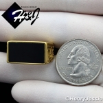 MEN's Stainless Steel Black Rectangle Onyx Gold Greek Key Ring Size 7-12*GR113