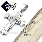 MEN Stainless Steel Silver Matte Glitter Finished Cross Charm Pendant*S51