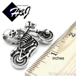 BIKER MEN Stainless Steel Silver Black Skull Heads Motorcycle Charm Pendant*P59