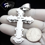 MEN Stainless Steel Silver Layover Double Cross Charm Pendant*P72