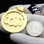 MEN Stainless Steel Gold Muslim Allah Plain Round Charm Pendant*P78