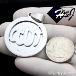 MEN Stainless Steel Silver Muslim Allah Plain Round Charm Pendant*P78