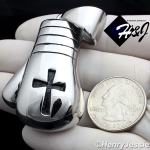 MEN Stainless Steel Black Silver HEAVY JUMBO 3D Boxing Glove Cross Pendant*P79
