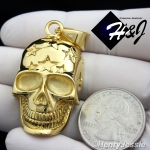 BIKER MEN Stainless Steel Gold Tone Star Skull Heads Charm Pendant*GP84