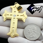 MEN's Stainless Steel CZ Stone Gold Cross Charm Pendant*GP86