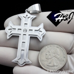 MEN's Stainless Steel Silver CZ Stone Cross Charm Pendant*P86