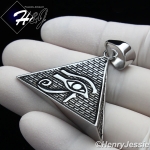 MEN's Stainless Steel Silver/Black Eye of Horus Pyramid Charm Pendant*P89