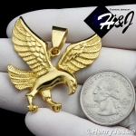 MEN's Stainless Steel 3D Gold EAGLE Charm Pendant*GP95