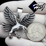MEN's Stainless Steel Silver Black 3D EAGLE Charm Pendant*P95