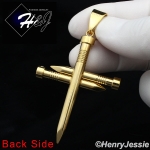 MEN's Stainless Steel CZ Stone Gold Nail Cross Charm Pendant*GP104