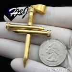 MEN's Stainless Steel CZ Stone Gold Nail Cross Charm Pendant*GP104