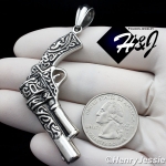 MEN's Stainless Steel Black Silver Hand Gun Charm Pendant*P105